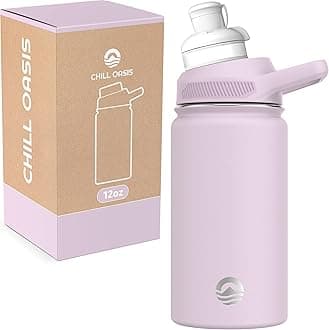 Chill Oasis Water Bottle | Compatible With Popular Flavor Cartridges | BPA Free, Leak Proof, Double-Walled Vacuum Insulated Stainless Steel, and Dishwasher Safe | Cold for 24 Hours (Lavender, 12oz)