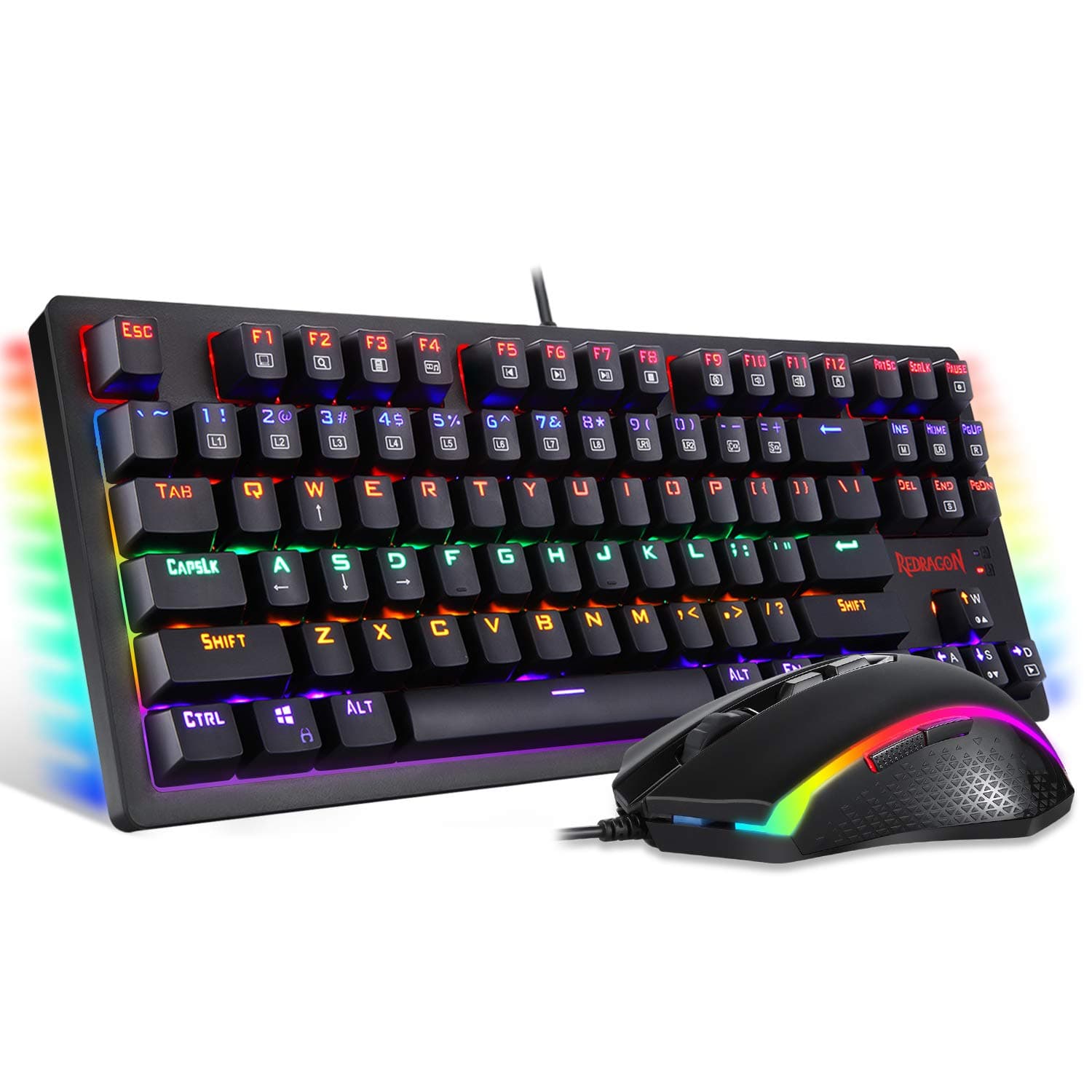 Redragon Mechanical Gaming Keyboard and Mouse, LED Backlit, Mouse Pad Combo for PC Games