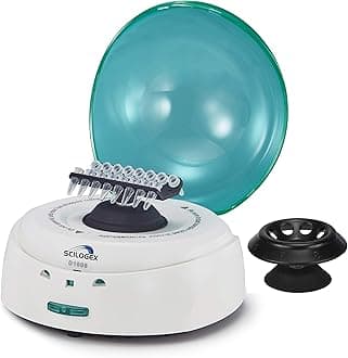 SCILOGEX EZee Mini Centrifuge – for 0.2/0.5/1.5/2.0mL Tubes & PCR8 Strips – 7,000 RPM Max Speed – Compact Benchtop Centrifuge with Timer – Green Lid
