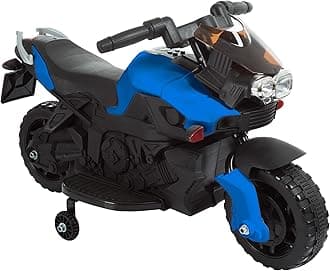 Kids Motorcycle - Electric Ride-On with Training Wheels and Reverse Function - 6V Battery Power Motorbike for Kids Ages 3 to 6 by Lil' Rider (Blue)
