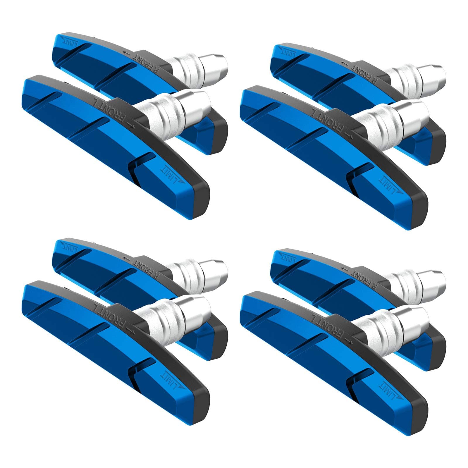 Alritz Bike Brake Pads Set, 4 Pairs Road Mountain Bicycle V-Brake Blocks Shoes with Hex Nut and Shims, No Noise No Skid, 70mm