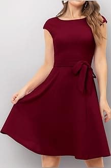 Women Casual Dresses Swing Tea Dress Cocktail Vintage A-Line Midi Party Dress