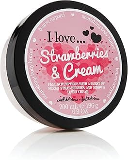 I Love Originals Strawberries & Cream Body Butter, Made With 87% Naturally Derived Ingredients Including Shea Butter & Coconut Oil For Soft & Hydrated Skin, Vegan-Friendly - 200ml