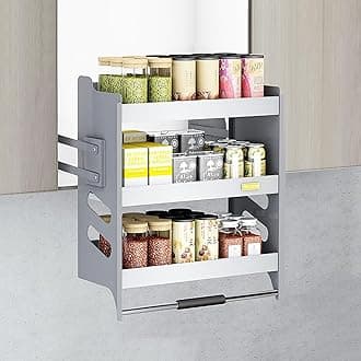 3-Tier Kitchen Cabinet Pull Down Shelf, Heavy-Duty Shelf Lifting Basket for Upper Kitchen Wall Cabinet, Metal Dish and Spice Rack System Lift Upper Cabinet(14.2"x11"x24.8")