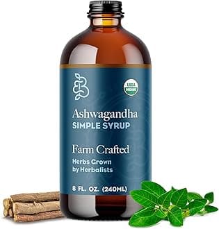 Bluestem Botanicals Organic Ashwagandha Simple Syrup, 8 oz, Cocktail and Mocktail Mixer for Drinks, Non-Alcoholic