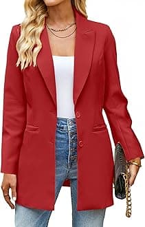 luvamia 2024 Blazers for Women Business Casual Long Blazer Jackets Dressy Work Professional Office Outfits Lapel Pockets