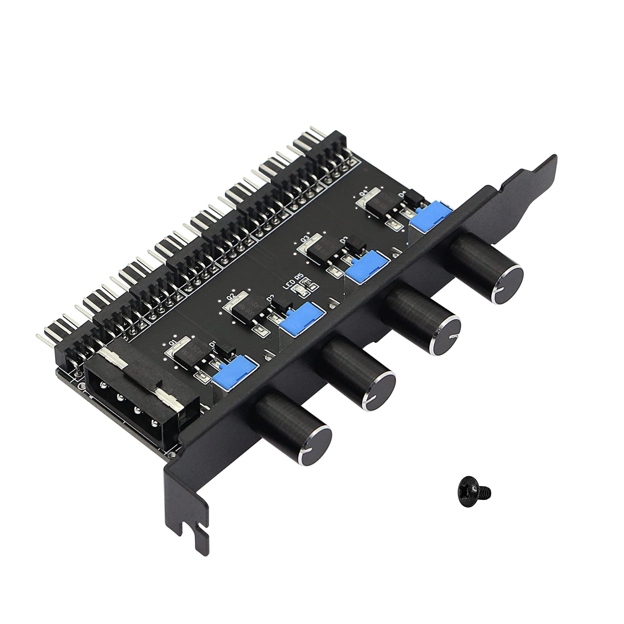 SinLoon 4 Knob Cooling Fan Speed Controller PC 8 Channels 12V Fan Hub for CPU Case HDD VGA PWM PCI Bracket- 4Pin Interface Power Supply (4 Pin 4Knob)