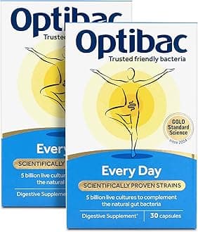Optibac Probiotics Every Day - Vegan Digestive Probiotic Supplement - Most Trusted & Recommended Brand - Lactobacillus & Bifidobacterium - 60 Capsules