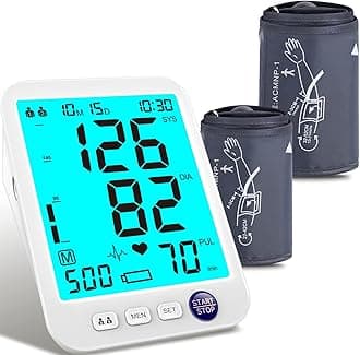 Blood Pressure Monitor-Automatic Blood Pressure Machine XL Cuff for Big Arms 13-21”-Medium/Large Cuff 9"-17" Extra Large Backlit LCD Two User 1000 Mem (Blue