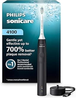 4100 Electric Toothbrush, Rechargeable Electric Toothbrush With Pressure Sensor, Black Hx3681/24 - Adult, 244.944 Gram