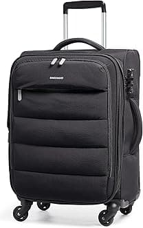BAGSMART Carry On Luggage 22x14x9 Airline Approved, 20 Inch Soft Suitcase with Wheels, Lightweight Spinner Carry on Suitcase with PVC Wet/Dry Pockets for Short Trip, Black