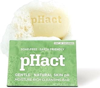 ANDREW LESSMAN pHact Moisture-Rich, Soap-Free Cleansing Bar Cucumber. Natural Skin pH. All Skin Types - Even Sensitive Skin. Hypoallergenic. Dermatologist Tested. 6 - Pack 4.25 oz each