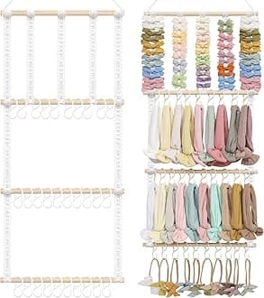 POVETIRE Headband Holder Hair Bows Organizer for Girls, Baby Headbands Hair Accessories Organizer Storage Wall Hanging Decor for Toddler Girls Room