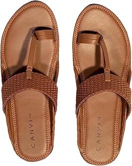 CANVI Stylish | Fancy | Comfortable Kolhapuri Chappal Sandal Slipper for Men Stylish Faux Leather Men's Kolhapuri Slippers Thong Sandals for Men Stylish & Comfortable