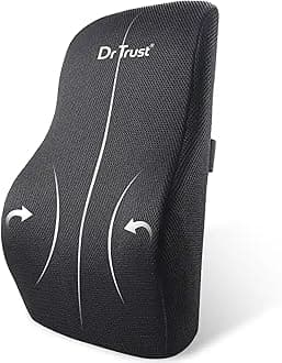 Dr Trust USA Backrest for Car Seat, Office Chair to Sit Up Right, Orthopaedic Memory Foam Cushion/Pillow Back Pain Relief, Lumbar Support, Spine Alignment, and Posture Correction - 360, Black