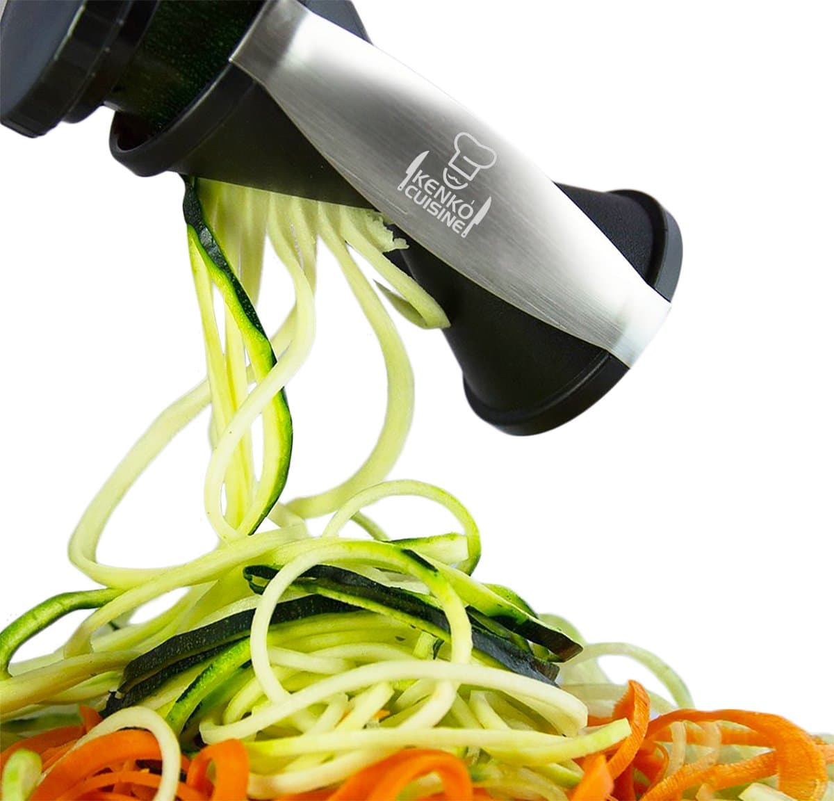 Vegetable Spiralizer, 4-in-1 Veggie Noodle Maker, Ceramic Julienne Vegetable Peeler, Large Size Veggie Slicer, Black