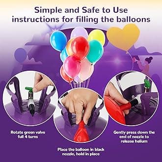 Helium Tank for Balloons at Home 7L Helium Balloon Pump Kit 30 Assorted Latex Balloons and Curling Ribbon Included 99.99% Pure Helium Gas (1 Tank)