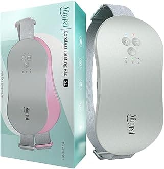 Slimpal Period Pain Relief Heating Pad, Portable Menstrual Heating Pad with 3 Timer Auto Shut Off, Electric Heat Belt for Period Cramps with Massager, Gifts for Women Girls, Light Grey