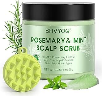 SHVYOG Scalp Scrub, Rosemary Scalp Exfoliator, Scalp Exfoliator Scrub for Build Up, Oily Hair, Hair Treatment Nourishing Detox Hair Care with Scalp Massager