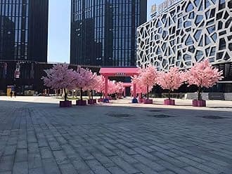 Artificial Cherry Blossom Tree Wishing Tree Handmade Fake cherry Silk Flower Indoor Outdoor Gardens Shopping Mall Hotel Wedding Decoration Landscaping 1.8x1m/5.9x3.2ft A