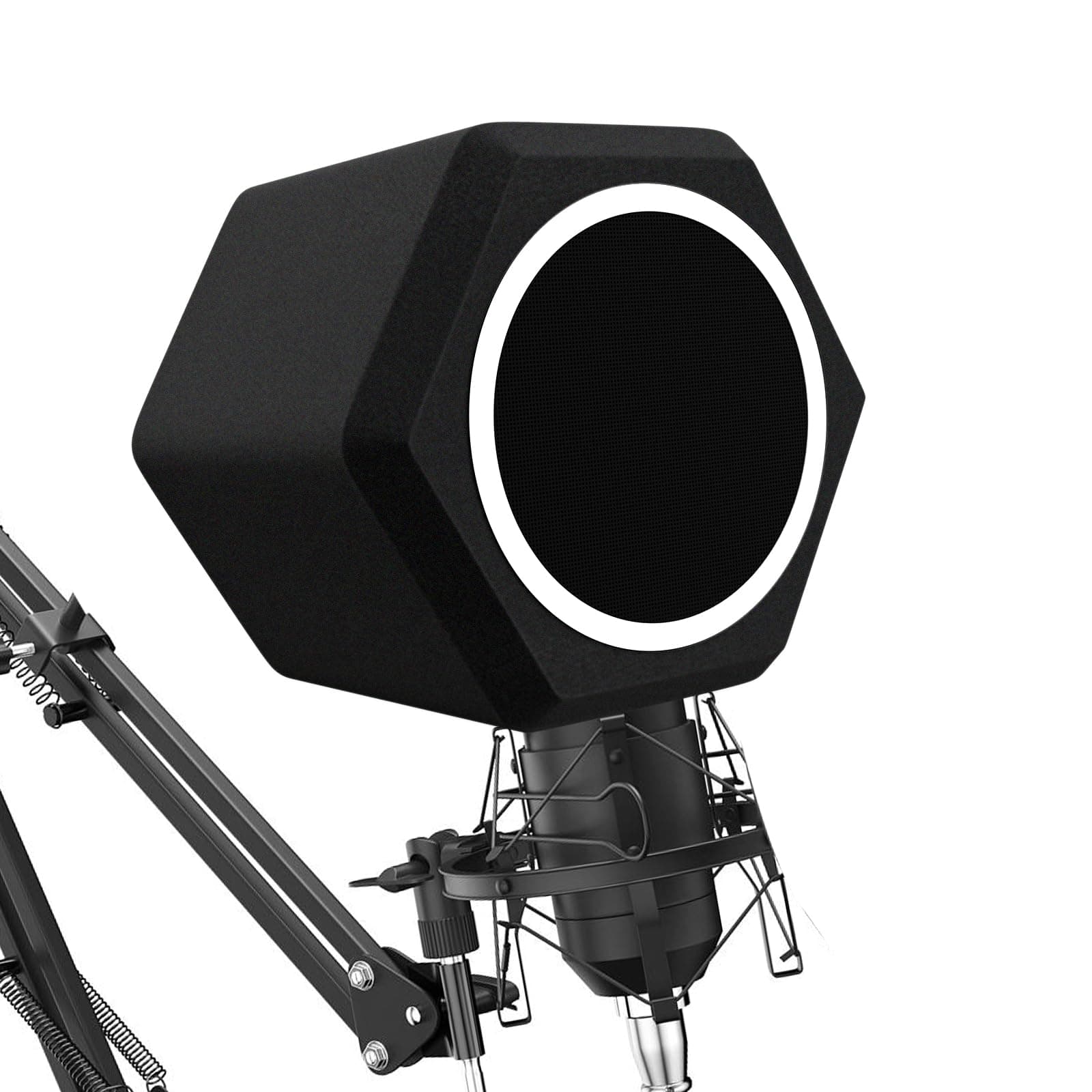 Microphone Wind Shield Pop Filter Microphone Isolation Ball, Acoustic Filter for Record Studios Mic, Sound-Absorbing Foam Five-sided Seal Design to Effectively Reduces Noise and Reflections