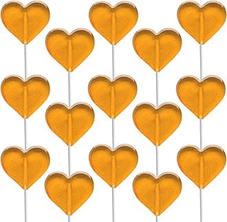 Fruidles Lollipops Mini Heart Shaped Flavored Delicious Lollipop, Individually Wrapped, 5g Lollipop (300 Lollipops, Orange)