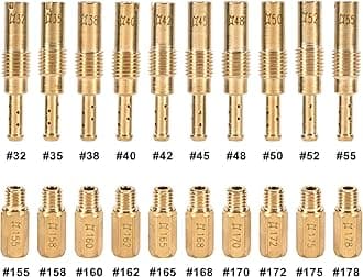 20PCS Carburetor Repair Accessories Kits, 10PCS Carburetor Main Jets and 10 Pcs Slow Pilot Jets Compatible for PWK Keihin FCR OKO KOSO PE, Brass Jet Kits (20PCS-D)