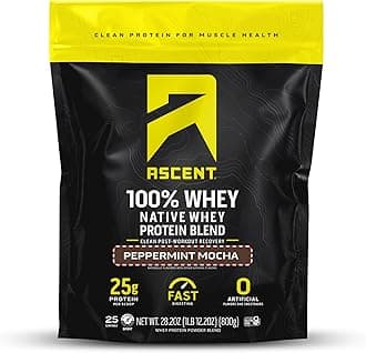 100% Whey Protein Powder - Post Workout Whey Protein Isolate, Zero Artificial Flavors & Sweeteners, Gluten Free, 5.5g BCAA, 2.6g Leucine, Peppermint Mocha 1.7 lb