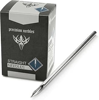 Precision 10g Body Piercing Needles, Stainless Steel, Disposable, for Ear, Nose, Belly Button, Navel, Lip, Straight, Professional Grade Tools Supplies, 2", 48mm, Box of 50