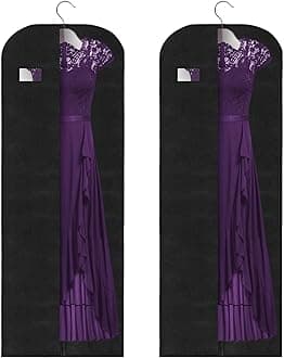 Vicloon 2PCS Garment Bags, Clothes Cover Bags Set Waterproof Dustproof With Zipper, Long Garment Bags Dress Covers for Women Breathable Protector for Clothes/Shirts/Gowns/Dresses 60 * 180cm