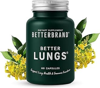 Betterbrand BetterLungs Lung Support Supplement with NAC, Mullein Leaf for Smokers, Respiratory Health Formula with Elderberry, Vitamin D, Ginseng, Reishi Mushroom - 60 Capsules - Pack of 1