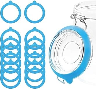 12 Pieces Silicone Replacement Gasket for Jars, Airtight Rubber Seals Rings for Glass Clip Top Jars, Leakproof Silicone Gasket Sealing Rings for Mason Jars, Elastic and Fits Most Sizes (Blue)