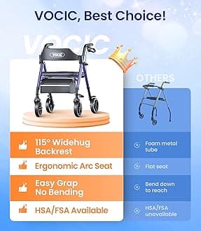 Walkers for Seniors, Z21 Rollator Walker with Seat Supports 350lb, 8" Big Wheels for All Terrain, Ergonomic Arc Seat & 6" Ultra Backrest Foldable Walker, Dual Height Adjustment, Lightweight 2025