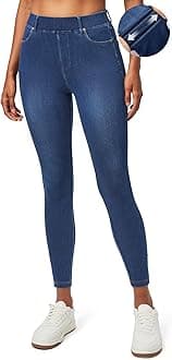 IUGA Stretchy Jeans for Women High Waist Pull on Jeggings Tummy Control Skinny Sweatpant Jean Leggings with Pockets Trendy