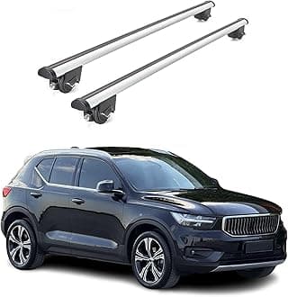 Roof Rack Cross Bars for Volvo XC40 2019-2026 Heavy Duty 220Lbs Aluminium Silver 2Pcs fits Cargo Carriers Kayak Canoe Bike Snowboard