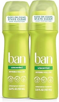 Ban Roll-On Antiperspirant Deodorant, Unscented, 3.5oz (Pack of 2)