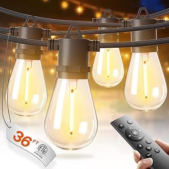addlon 36FT LED Outdoor String Lights with 12 Edison Vintage Shatterproof Bulbs, Commercial Grade Patio Lights, IP65 Waterproof for Balcony, Backyard and Garden, Warm White