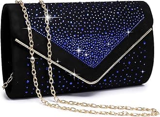 Women Rhinestone Evening Bag Faux Suede Clutch Formal Party Sparkly Purses Cocktail Wedding Handbag