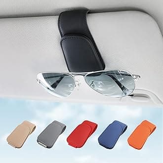 - KanSmart Sunglass Holder for Car Visor Sunglasses Clip Magnetic Leather Glasses Eyeglass Holder Interior Car Accessories for Woman Man -2 Packs Black