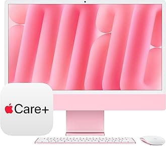 - 2024 iMac All-in-One Desktop Computer with M4 chip with 10-core CPU, 10-core GPU: Built for Apple Intelligence, 24GB Unified Memory, 512GB SSD Storage; Pink with AppleCare+ (3 Years)