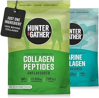 Collagen Peptides Bundle | Grass-Fed Bovine Collagen Powder 400g Wild Caught 300g Marine Collagen Powder | for Hair, Skin, Nails and Muscles (100% Recyclable Resealable Pouch)