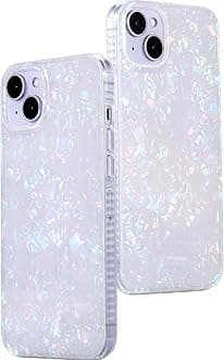 LONLI Hue White Pearl Tort Phone Case for iPhone 14 Pro Max Case | 360Ã‚° Shock-Absorbent Bumper, Cute, Unique, Aesthetic, Phone Cover, for Women and Girls