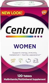 Centrum Multivitamin for Women, Multivitamin/Multimineral Supplement with Iron, Vitamin D3, B Vitamins and Antioxidant Vitamins C and E, Gluten Free, Non-GMO Ingredients - 120 Count