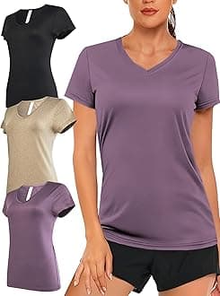 Women's V-Neck Activewear T-Shirts 3 Pack Athletic Womens Short Sleeve Workout Tops Dry Fit Shirt Gym & Yoga Tees for Women