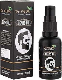 Dr Vedic Beard Hair Growth Oil For Faster & Thicker Looking Beard, Patchy Uneven (30Ml) (Pack Of 1)