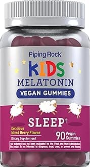 Piping Rock Kids Melatonin Gummies | 1mg | 90 Count | Supplement for Children | Mixed Berry Flavor | Vegan, Non-GMO, Gluten Free