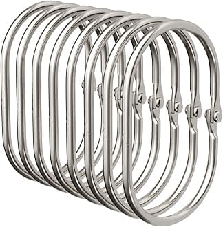 Shower Curtain Rings, Shower Curtain Hooks 12 Pcs Anti-Drop Shower Rings for Curtain, Metal Shower Curtain Rings Rust Proof, Brushed Nickel Shower Hooks for Shower Curtain Rod Bathroom