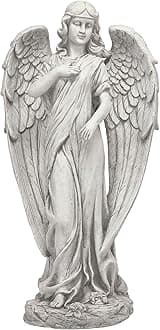 Alpine Corporation QFC104 Angel Statue Outdoor Garden, Patio, Deck, Porch-Yard Art Decoration, 31-Inch Tall, White