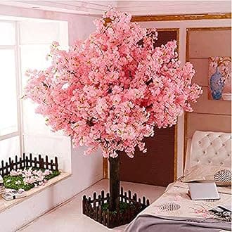 Artificial Cherry BlossomTrees Weeping Cherry Blossom Tree Handmade Light Pink Tree Indoor Outdoor Home Office Party Wedding (5FT Tall/1.5M)