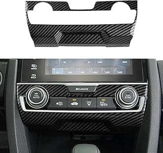 Air Condiitioning Center Console Panel Decals for 2016-2021 Honda Civic 10th Gen Accessories ABS Carbon Fiber Stickers, NOT for The CAR with Warmer Buttons